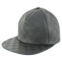 Louis Vuitton 21FW Black x Blue Leather Damier Infini Baseball Cap Hat 16lv45