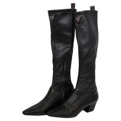 Louis Vuitton Black Long Leather Heeled Boot