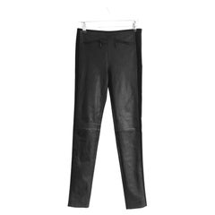 Louis Vuitton Fall 2017 Black Leather & Jersey Skinny Trousers 