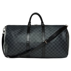 Louis Vuitton Keepall 55 travel bag in graphite checkered canvas, PHW