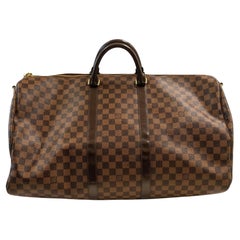 Louis Vuitton N41414 Damier Ebene Keepall Bandouliere 55 Duffle Leather Handbag