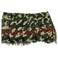 LOUIS VUITTON Scarf Green TAKASHI MURAKAMI Monogramouflage Shawl Stole