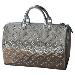 Louis Vuitton Speedy 35 Silver Monogram Miroir Handbag Purse 