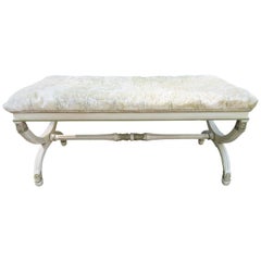 Lovely Dorothy Draper Biscuit Tufted Bench Hollywood Regency