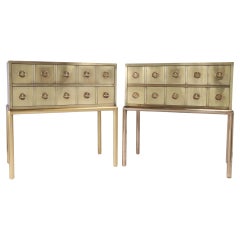 Mastercraft Pair of Mid Century Brass Chests on Stands