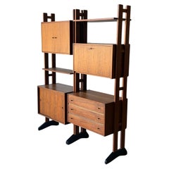 Mid-Century Freestanding Walnut Wall Unit