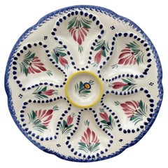 Mid-Century French Faience Oyster Plate Quimper