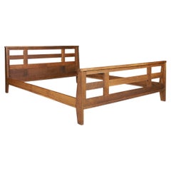 Mid-century Modern Oak Reconstruction Bed in Oak by René Gabriel, France 1940s