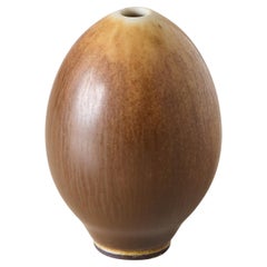 Oval Shaped Stoneware vase by Berndt Friberg