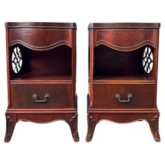 Pair Antique Federal Carved Mahogany Night Stands