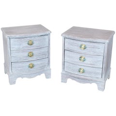 Pair of Chabby Chic White Painted Three Drawers Nightstands Lamp Tables