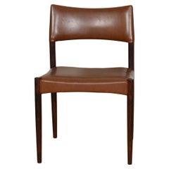 Pair of Danish Rosewood Dining Side Chairs in Chocolate Brown by Schou Andersen