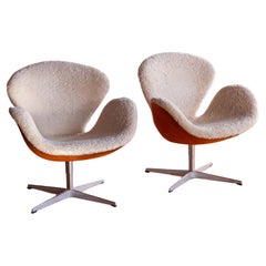 Pair of Fritz Hansen Swan Chairs - Limited Edition Shearling