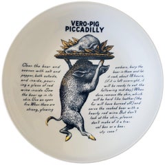 Piero Fornasetti Recipe Plate, Vero-Pig Piccadilly, Made for Fleming Joffe