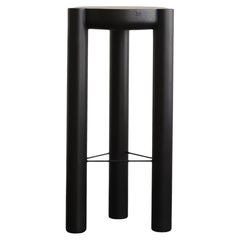 Pillar Bar Stool 3 Legged Wood and Lacquered, Black