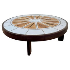 "Pomona" coffee table, ceramic tiles tray, Roger Capron, Vallauris 