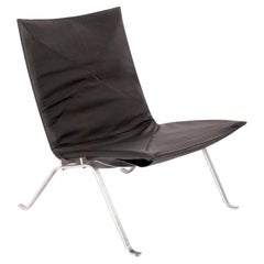 Poul Kjaerholm PK22 Lounge Chair in Black Leather E Kold Christensen PK 22