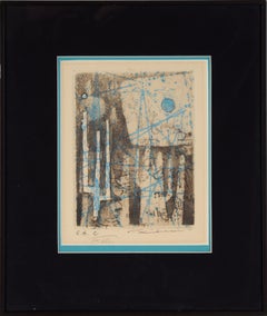 "Fete" Mid Century Modern Abstract Etching & Aquatint on Paper (Artist's Proof)