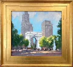 "Washington Park, New York City" Monument City Oil Painting on Canvas Framed