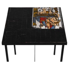 Roger Capron, Tile-topped Cafe Table with Tarot Motif, France, circa 1960s