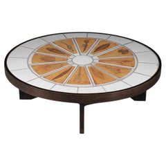 Roger Capron white ceramic herbarium coffee table from the 60's  