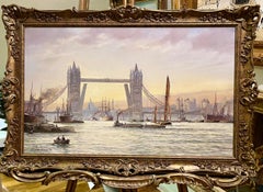 OIL PAINTING MARITIME By Rowney Charman Large Ship Master Piece of London Docks 