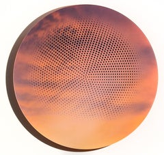 To Rise Again 2/2 - sunset orange, tondo, laser cut design, mirror wall relief