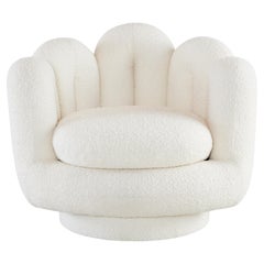 Serpentine Ivory Bouclé Swivel Chair