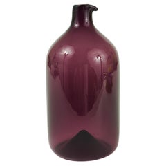 Signed Purple Timo Sarpaneva Pullo Bird Bottle Glass Vase, Iittala, Finland