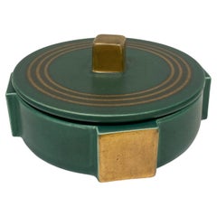 small green and gold enamel ceramic box, Villeroy et Boch, 1930