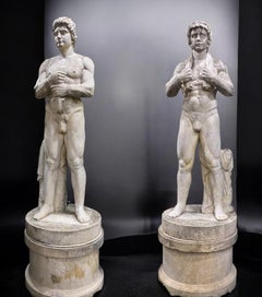  Monumental Italian Rationalist Marble Sculptures of Young Athletes