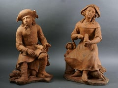 French School of the 17th century Large Group in Terracotta 