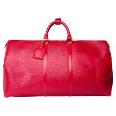 Very Chic Louis Vuitton Keepall 55 Travel bag in Red epi leather, GHW