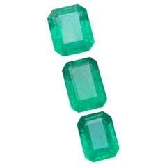 Vivid Bluish Green Natural Emerald Loose Gemstones Lot 7.25 Ct Emerald Cut-Jewel