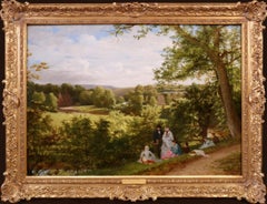 A Day in the Country - Large 19th Century Oil Painting Landcsape Royal Academy