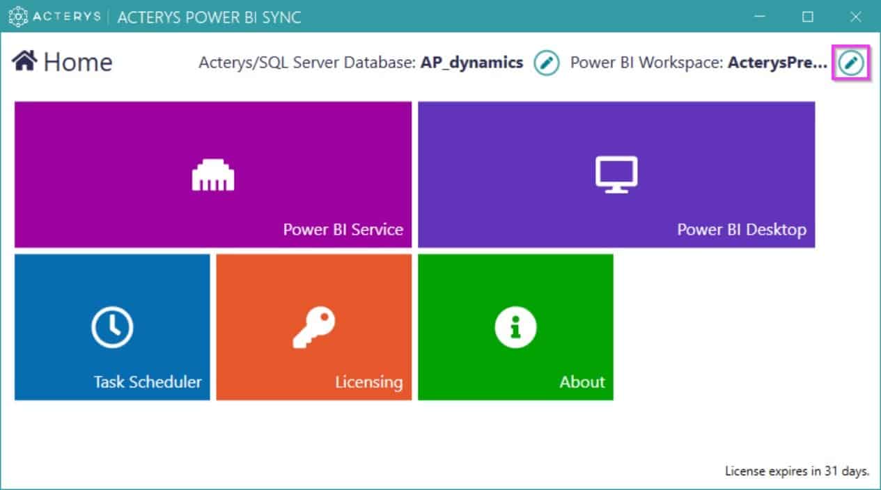 acterys power bi sync