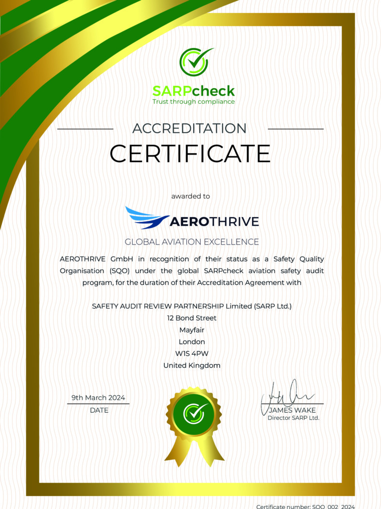 SARPcheck Audit Organization accreditation certificate