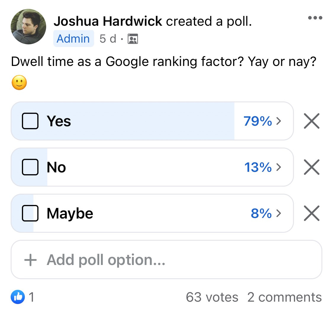 Results of our poll in the Ahrefs Insider Facebook group