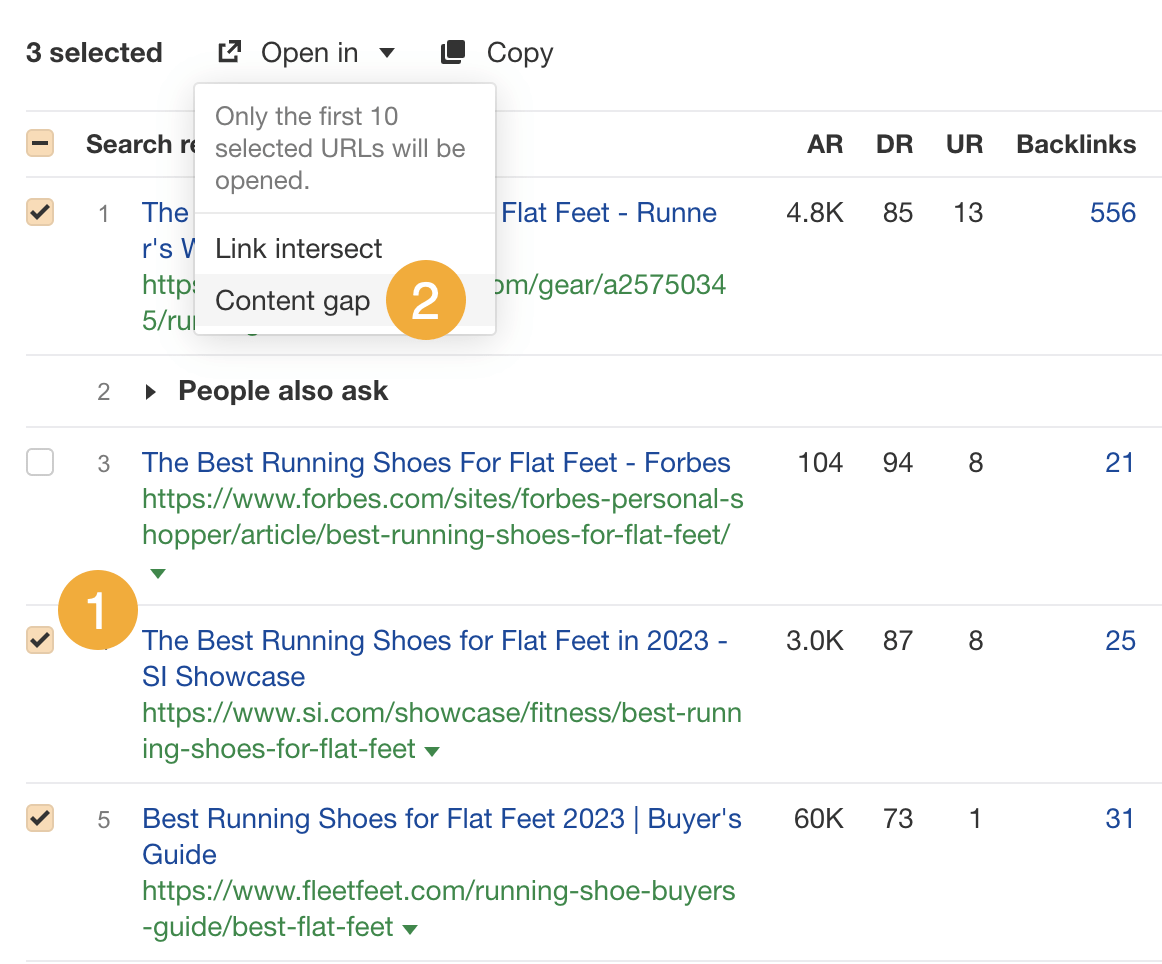 How to send top-ranking pages for a content gap analysis from Ahrefs' Keywords Explorer
