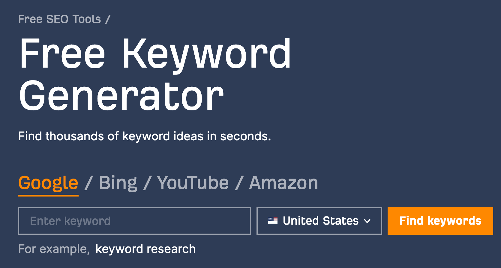 Ahrefs' free keyword generator