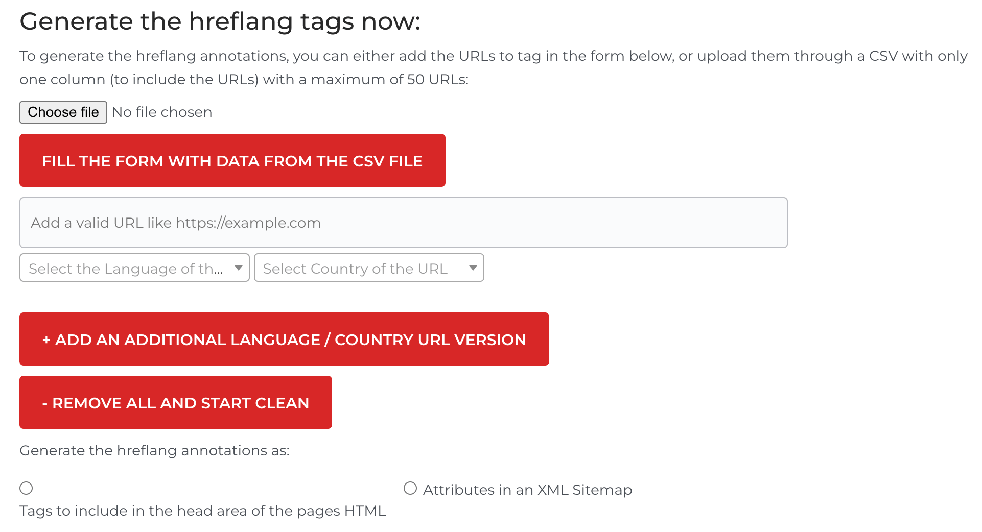 Hreflang Tag Generator