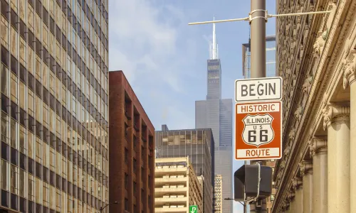 Historic Route 66 Begin Sign