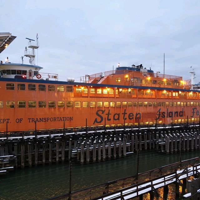 Enjoying the Staten Island ferry 