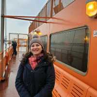 Enjoying the Staten Island ferry 