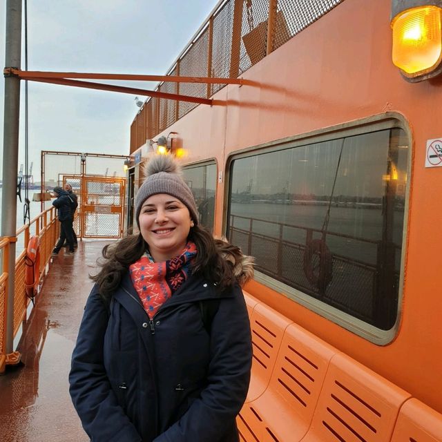 Enjoying the Staten Island ferry 