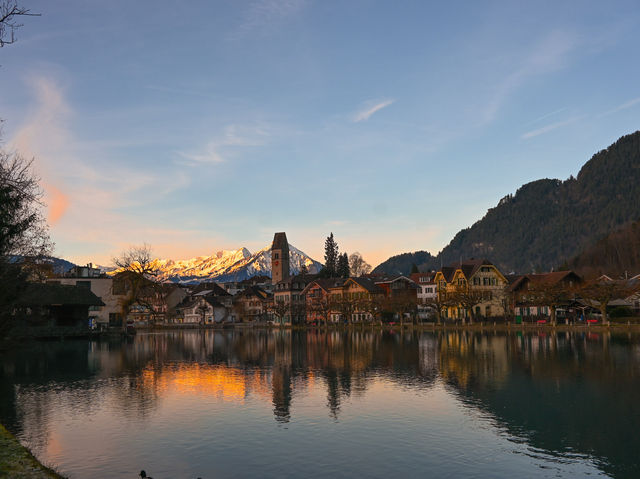 Golden Rays at Interlaken: A Marvel of Light and Snow