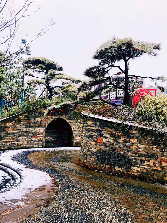 河海興城，水韻書香：合肥園博園寧波園雪景