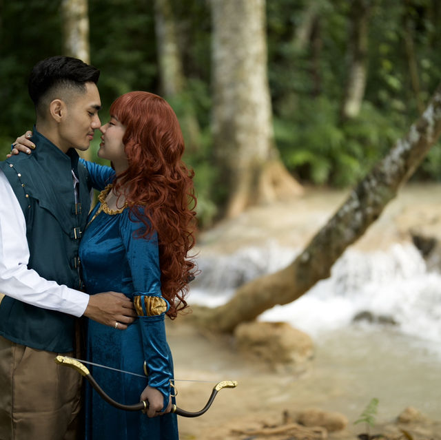 Magical Moments at Kuang Si Waterfall: A Dreamy Disney-Themed Pre-Wedding Shoot