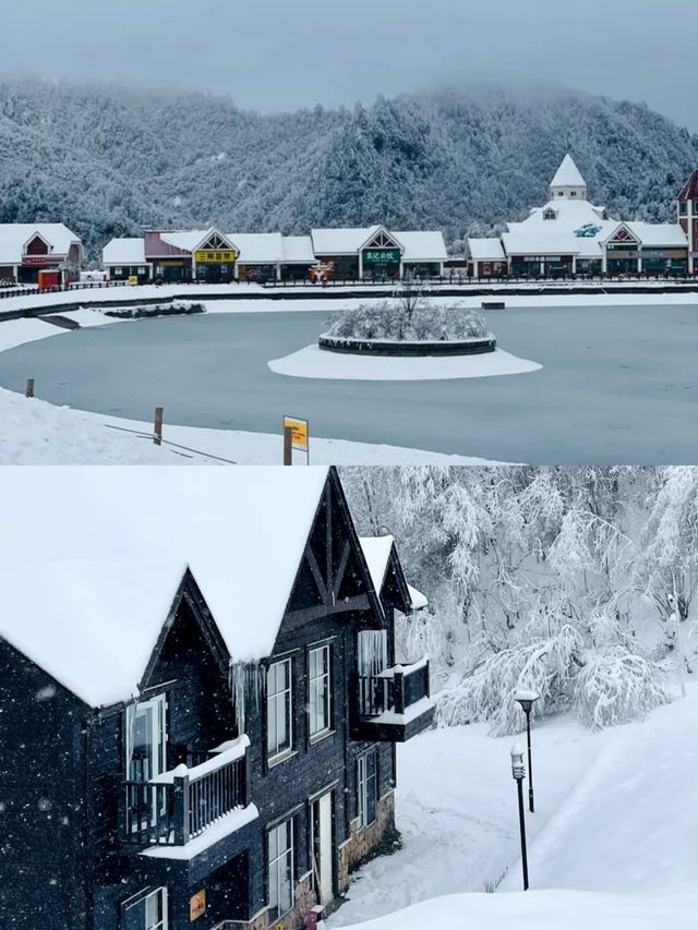 成都！西嶺雪山！雪景木屋！太美了！