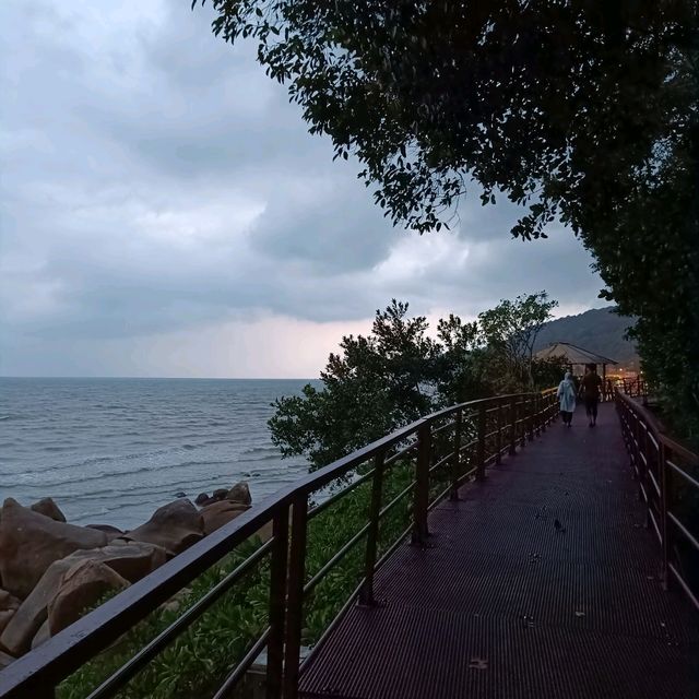 Beach view at dusk